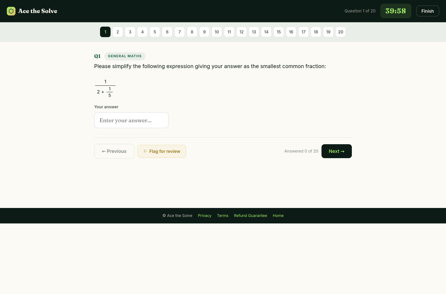 Charts, tables and a numeric answer box, exactly as in the real test.